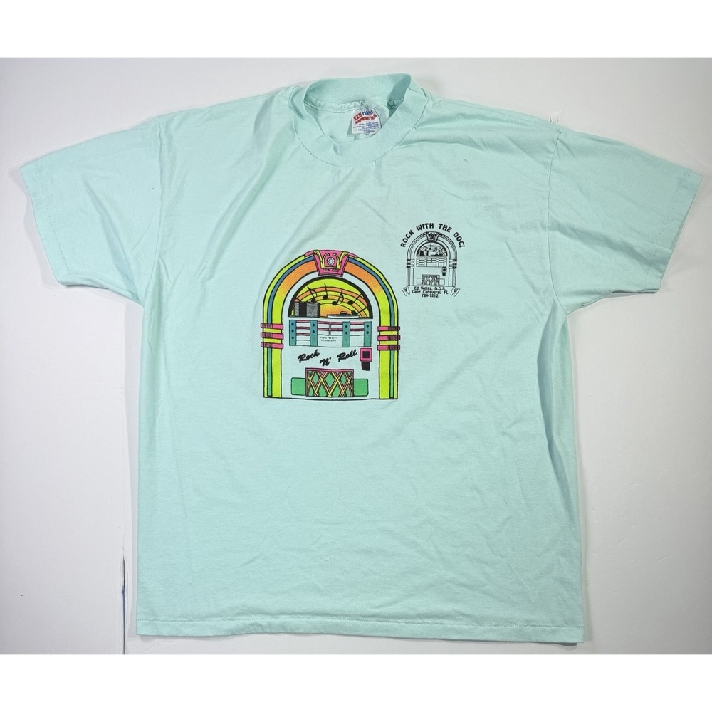 Vintage Rock With The Doc Jukebox T-Shirt Hanes USA 90s Dentist Promo Tee XL